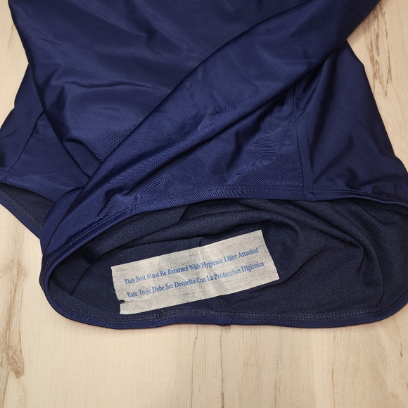 Shade & Shore NWT Navy White Colorblock One Piece Swimsuit XL 16 Square Neck - Picture 6 of 11